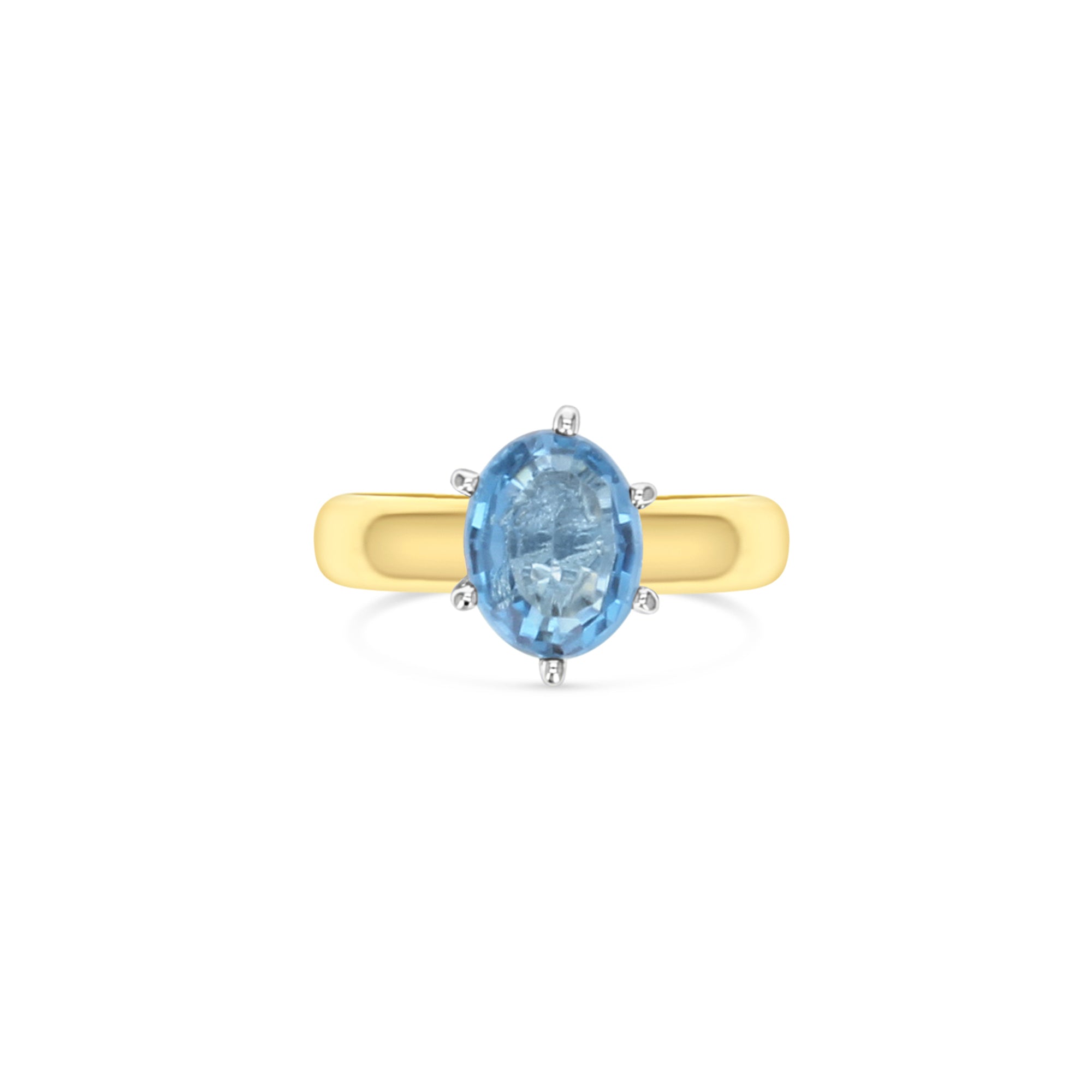 Bague de fiançailles avec topaze bleue de Londres d'un carat