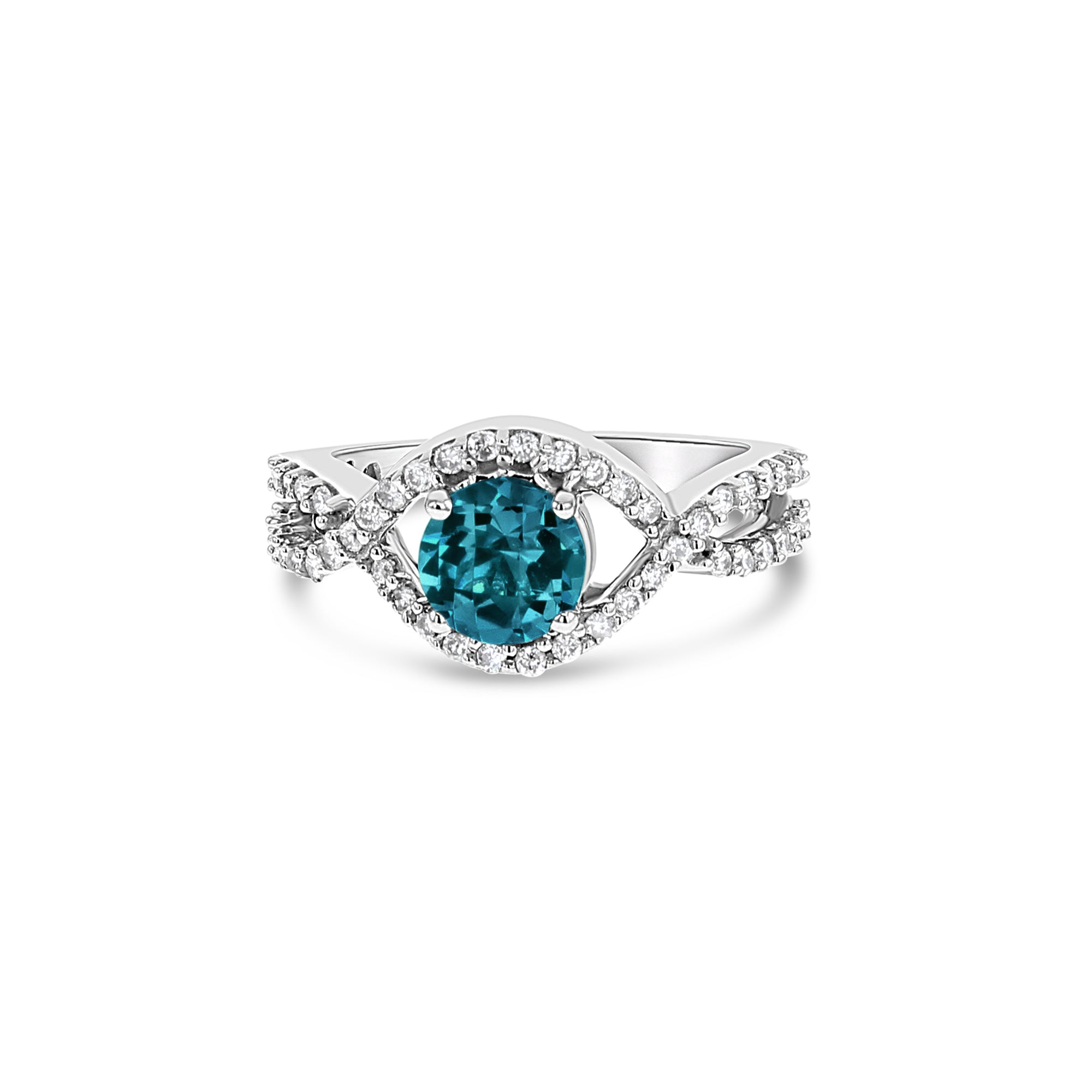 Anillo de diamantes con topacio azul de Londres