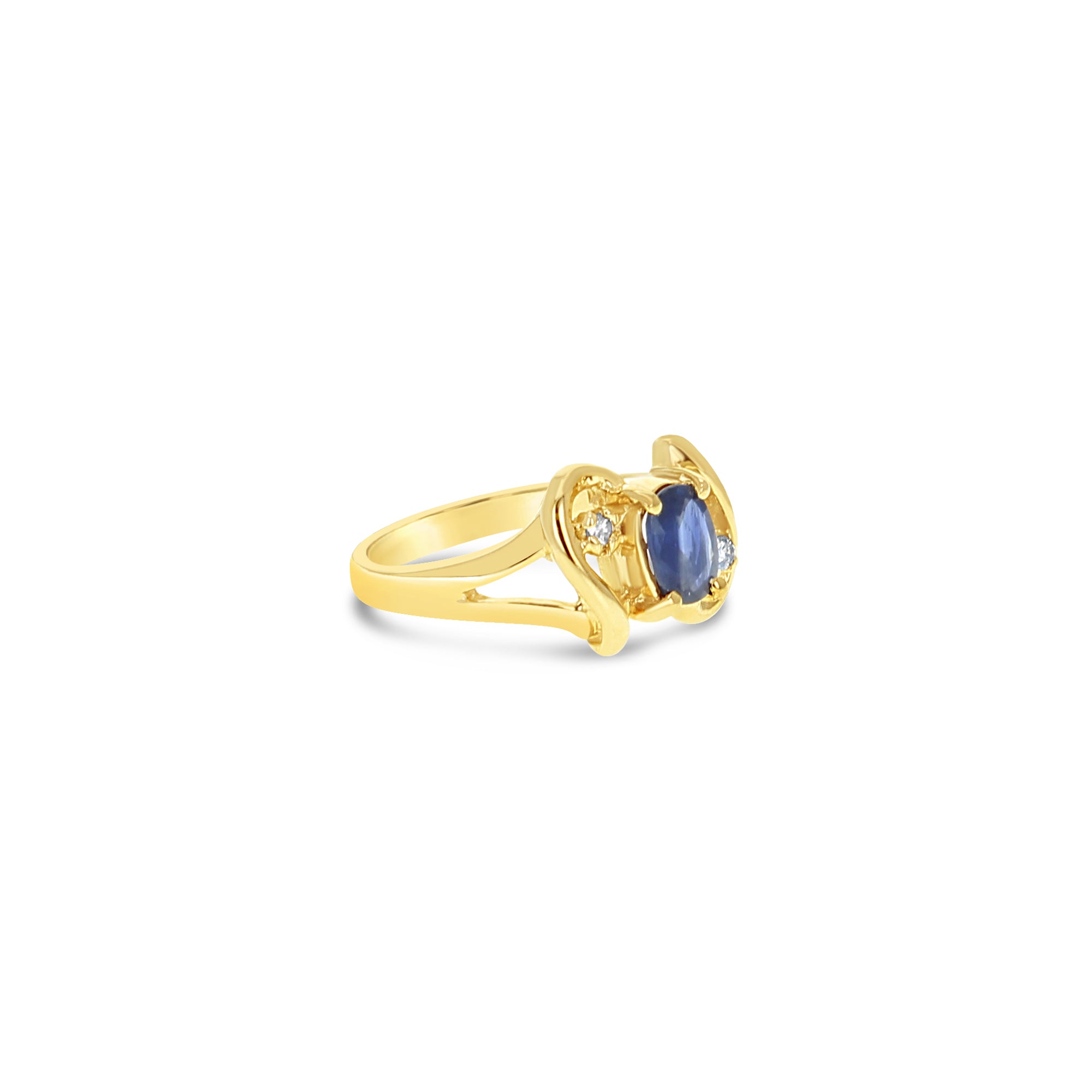 Sapphire Diamond Ring 14K Yellow Gold