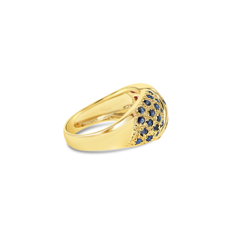 Ruby & Sapphire Cocktail Ring 14k Yellow Gold
