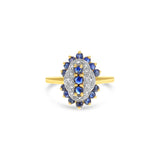 Vintage Style Diamond Sapphire or Ruby Ring 10k Yellow Gold