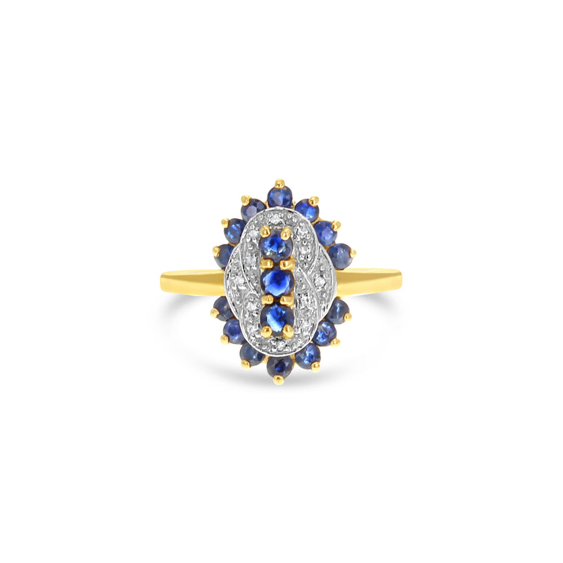 Vintage Style Diamond Sapphire or Ruby Ring 10k Yellow Gold