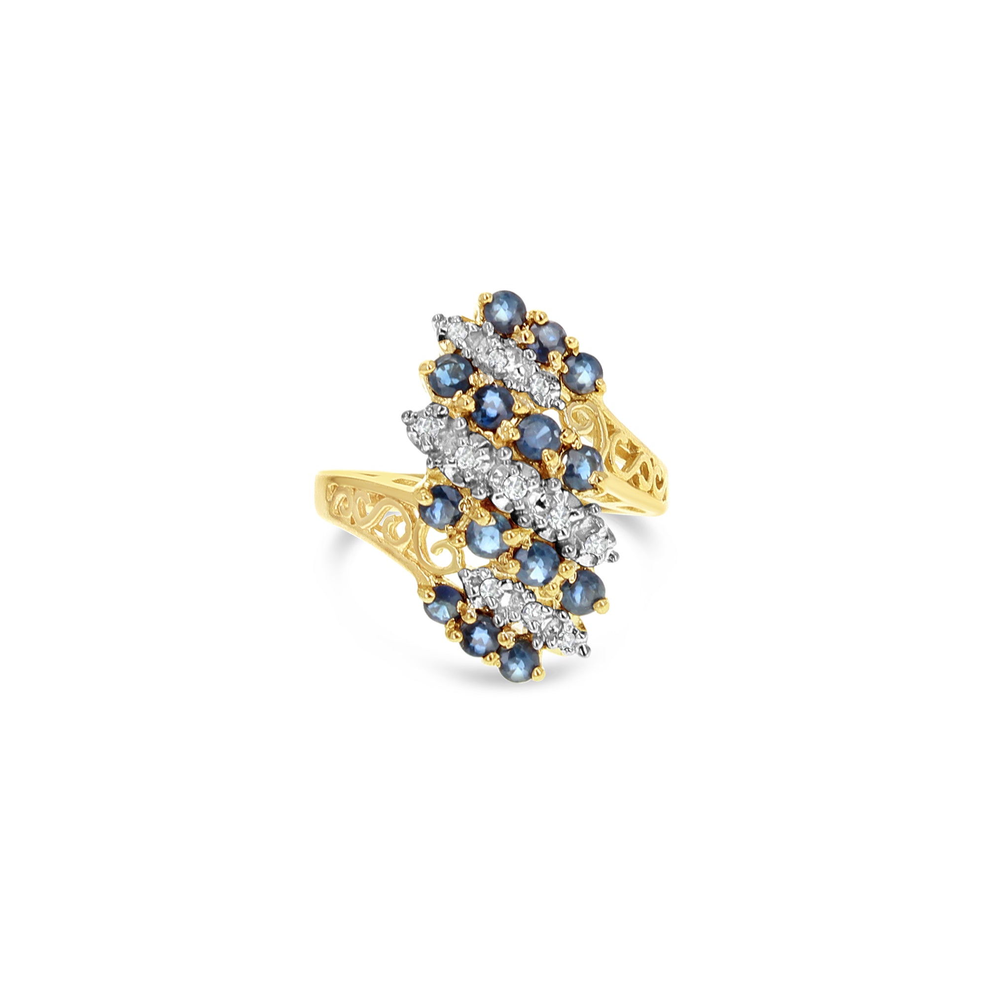 Sapphire Diamond Cocktail Ring 10k Yellow Gold