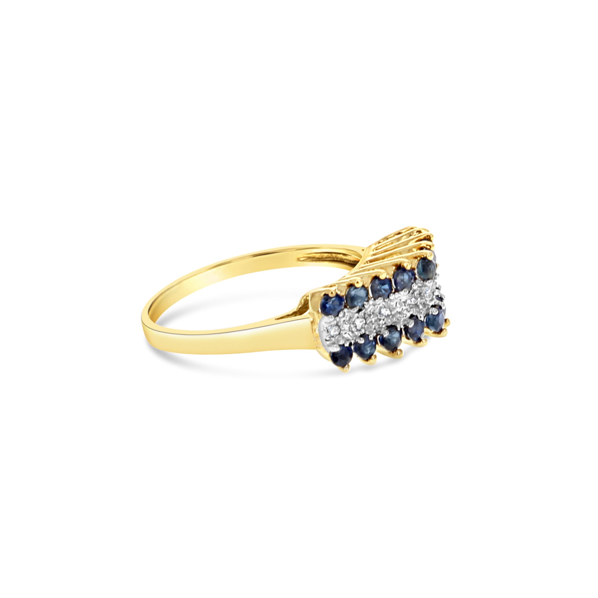 Diamond & Sapphire Ring 10k Yellow Gold