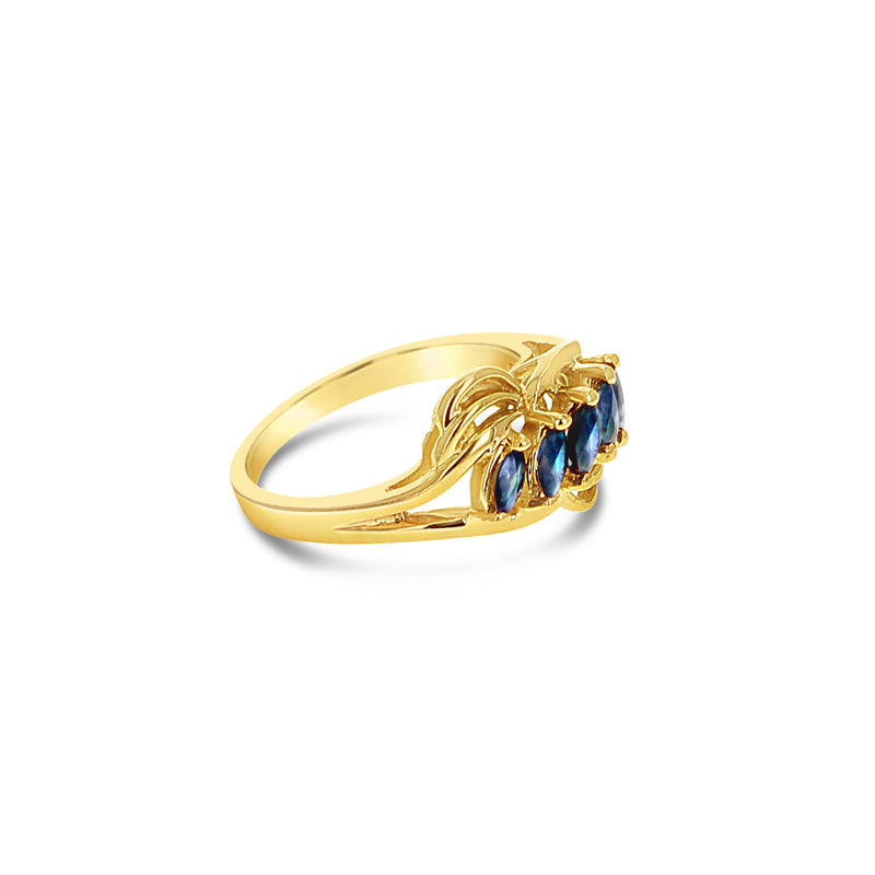 Marquise Sapphire Ring 14k Yellow Gold