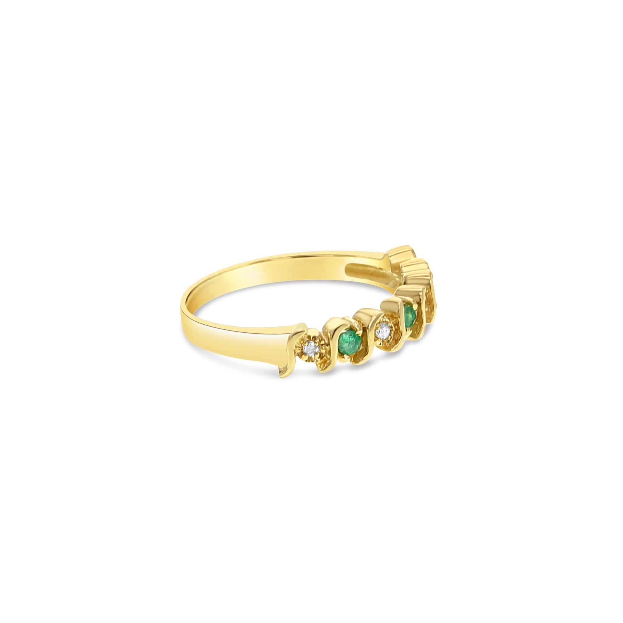 Emerald Diamond S Style Wedding Band 14 Yellow Gold