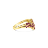 Ruby Cluster V Shaped Ring 14k Yellow Gold