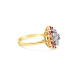 Ruby Diamond Pave Cluster Ring 14k Yellow Gold