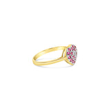 Heart Shaped Ruby Diamond Pave Ring 10k Yellow Gold