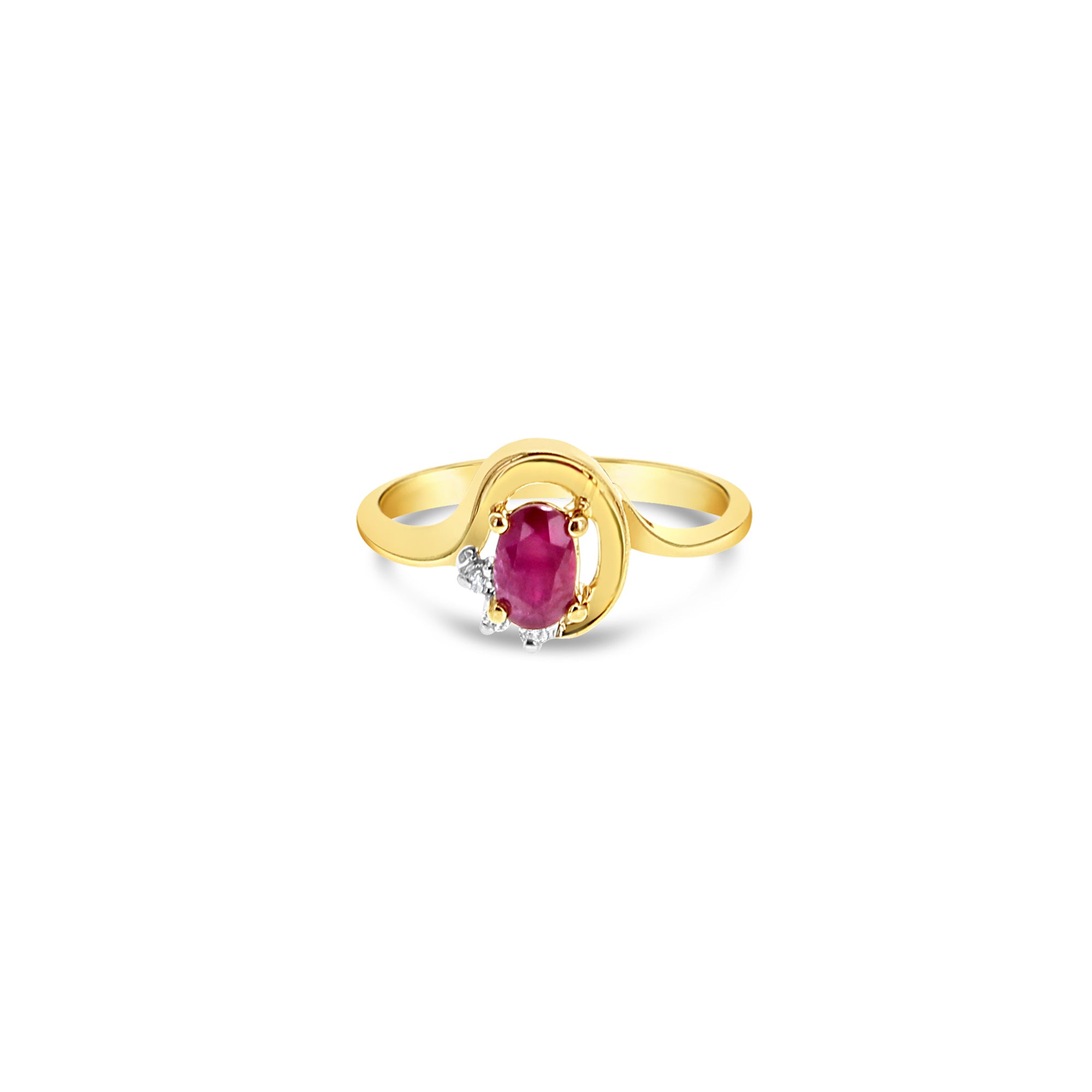 Bague de déclaration vintage avec diamants et rubis ovales