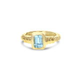 Solitaire Emerald Cut Blue Topaz Ring with Rope Band