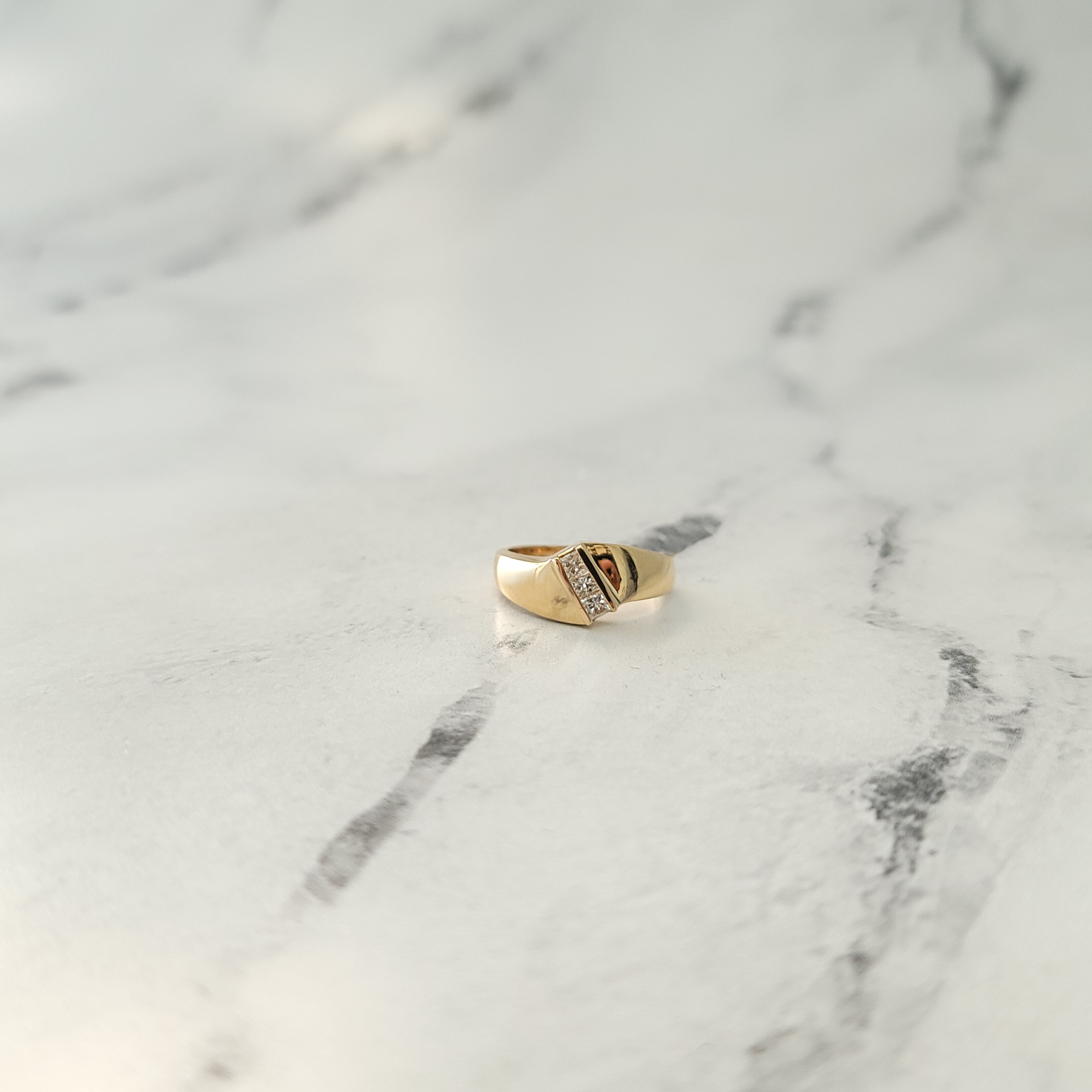 Diagonal Princess Cut Diamond Ring .27cttw 14k Yellow Gold