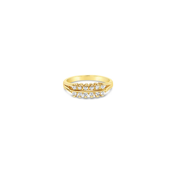 Double Row Prong Diamond Ring .34cttw 14k Yellow Gold