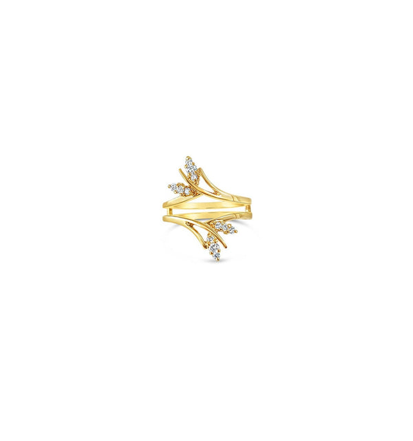 One Third Carat Leaf Style Diamond Ring Guard