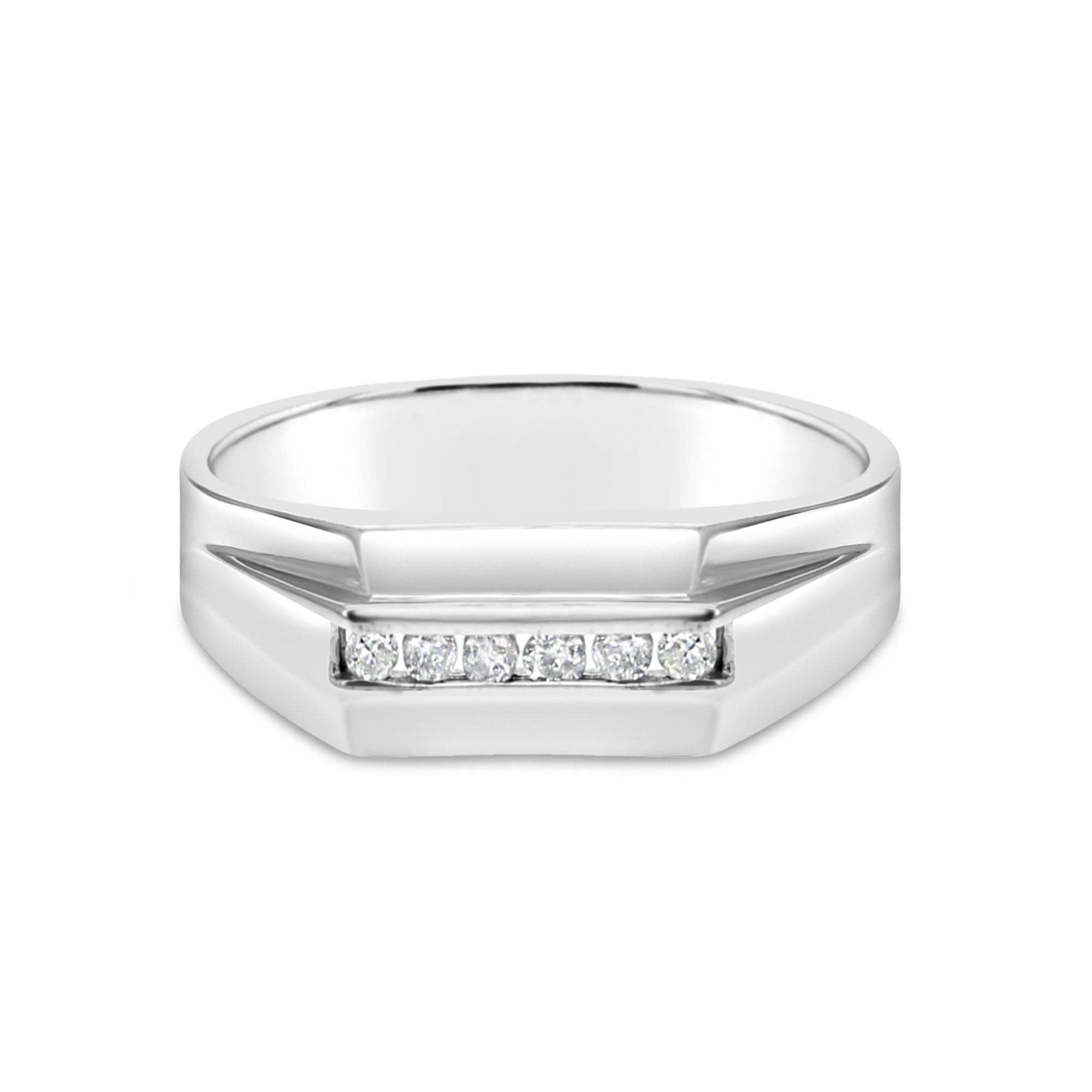 Alianza de boda para hombre con diamantes de 0,23 ct en oro blanco de 14 k