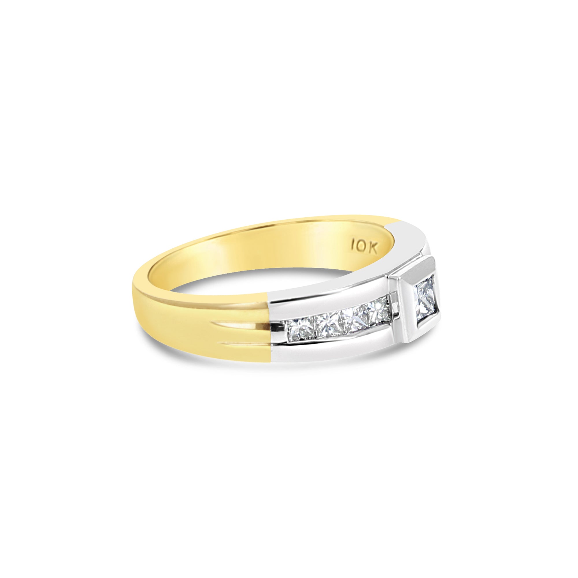 Two-Toned Princess Cut Diamond Wedding Band