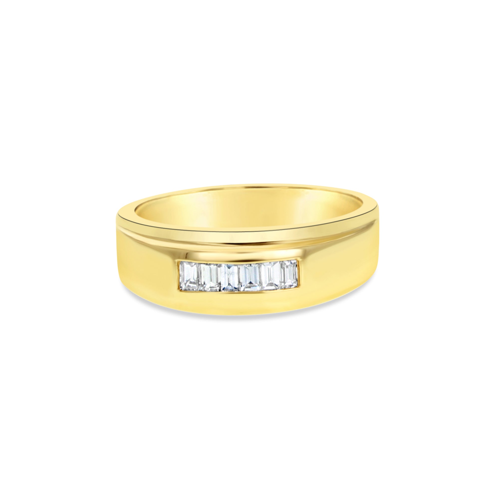 Mens Baguette Diamond Wedding Band .29cttw 14k Yellow Gold