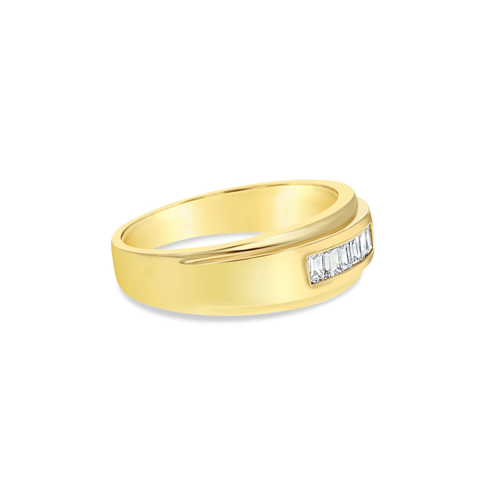 Mens Baguette Diamond Wedding Band .29cttw 14k Yellow Gold