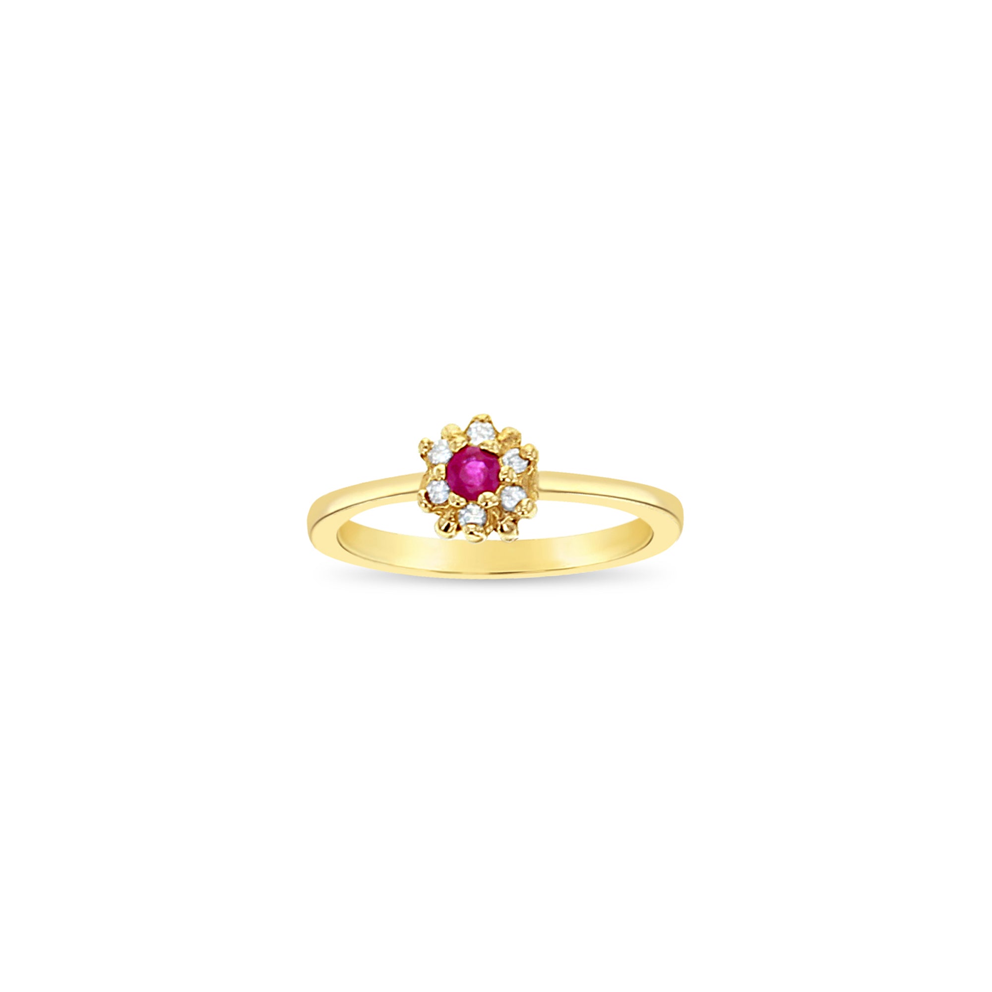 Flower Shaped Sapphire or Ruby Ring 14K Yellow Gold