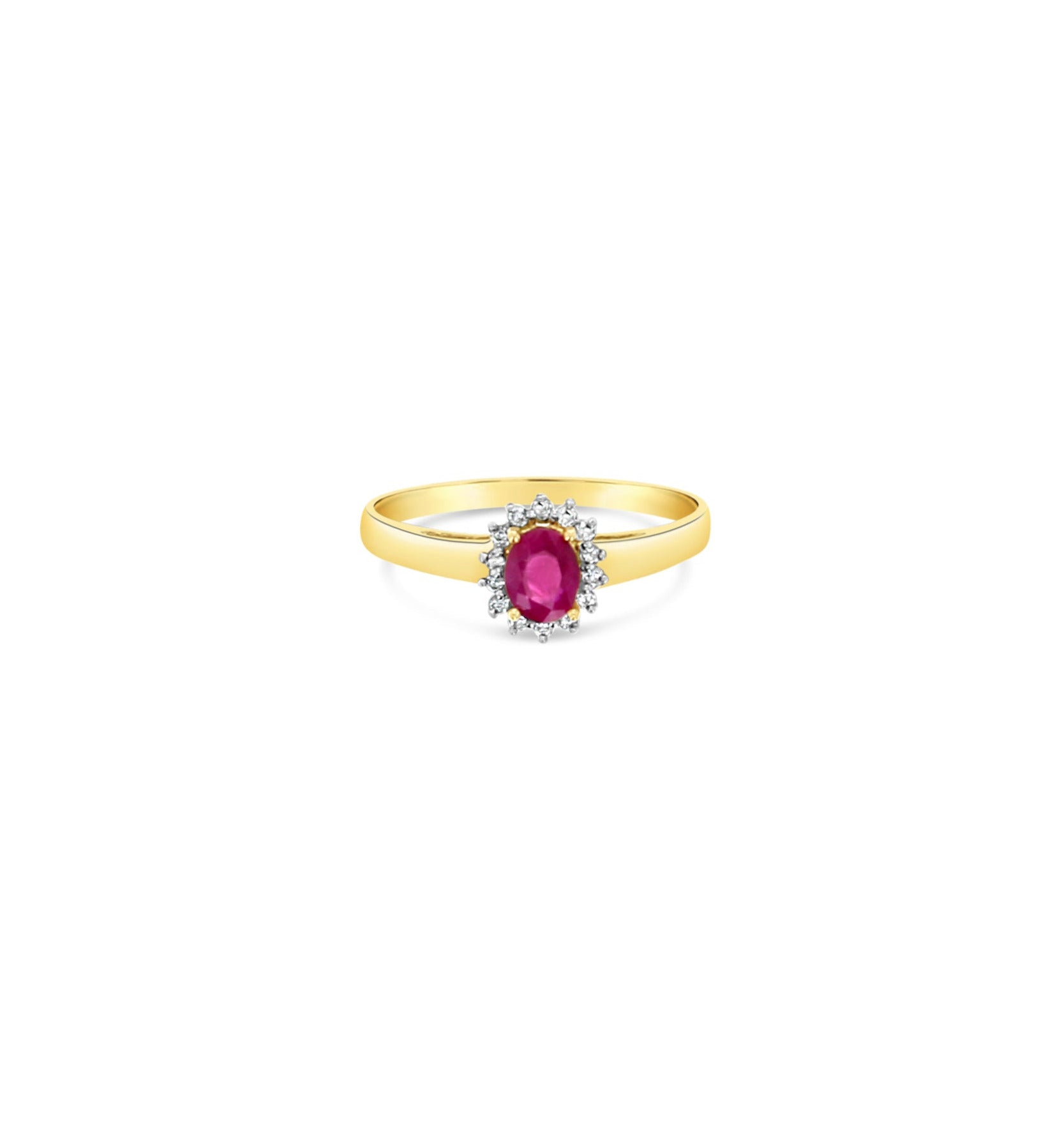 Diamond Ruby Halo Ring .60cttw 14K Yellow Gold