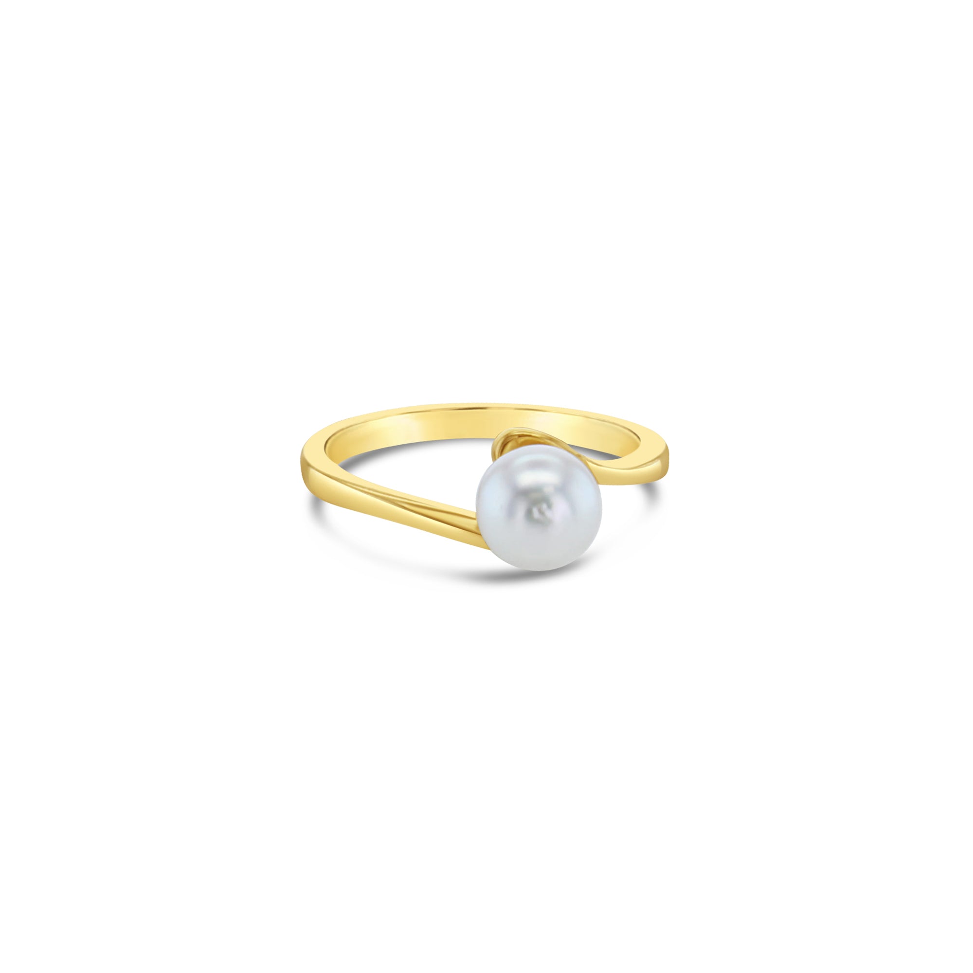 Anillo solitario de perla cultivada de oro amarillo de 14 k