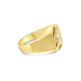 Horse Head with Diamond Signet Ring 10k Yellow Gold