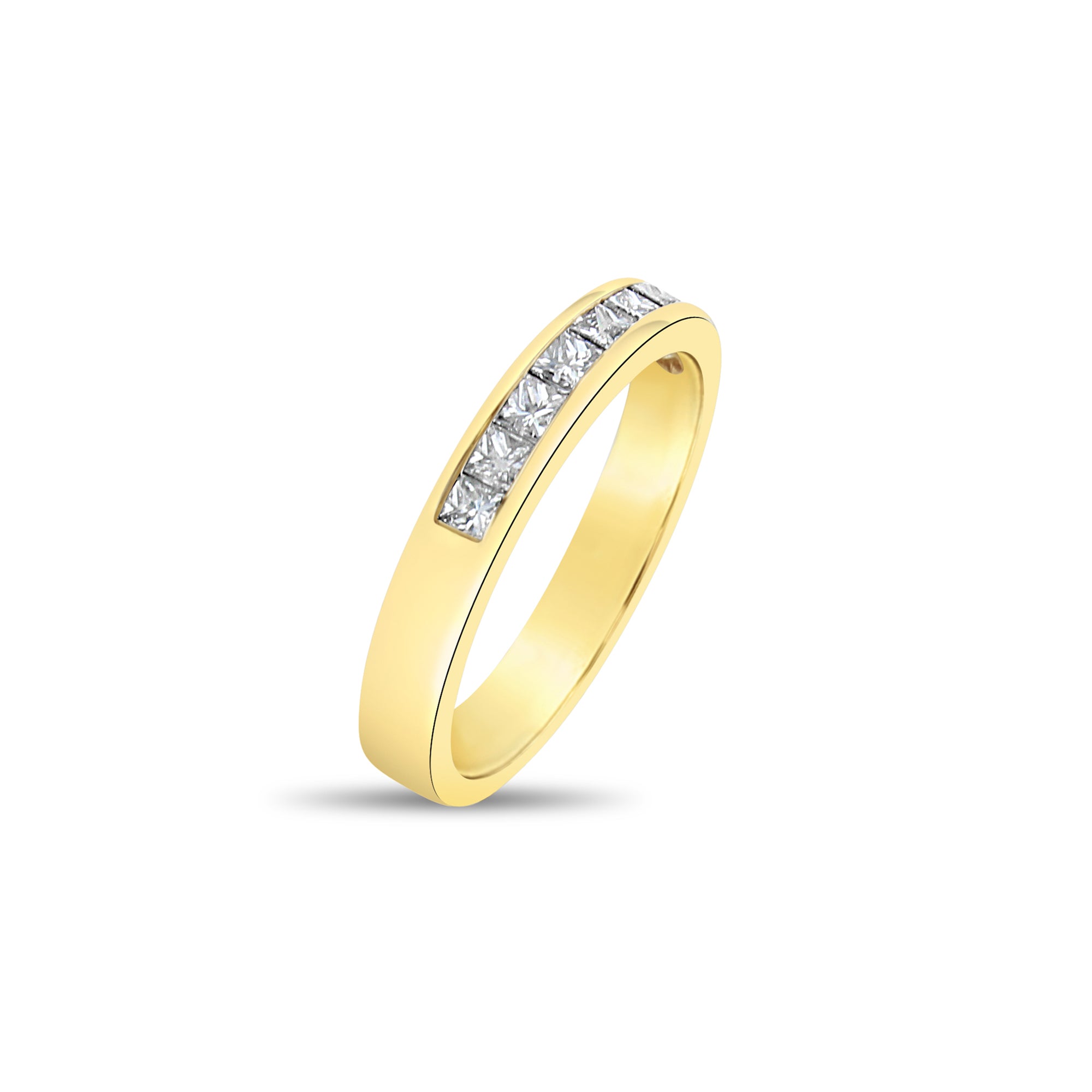 3MM Princess Cut Diamond Wedding Band 14k Yellow Gold