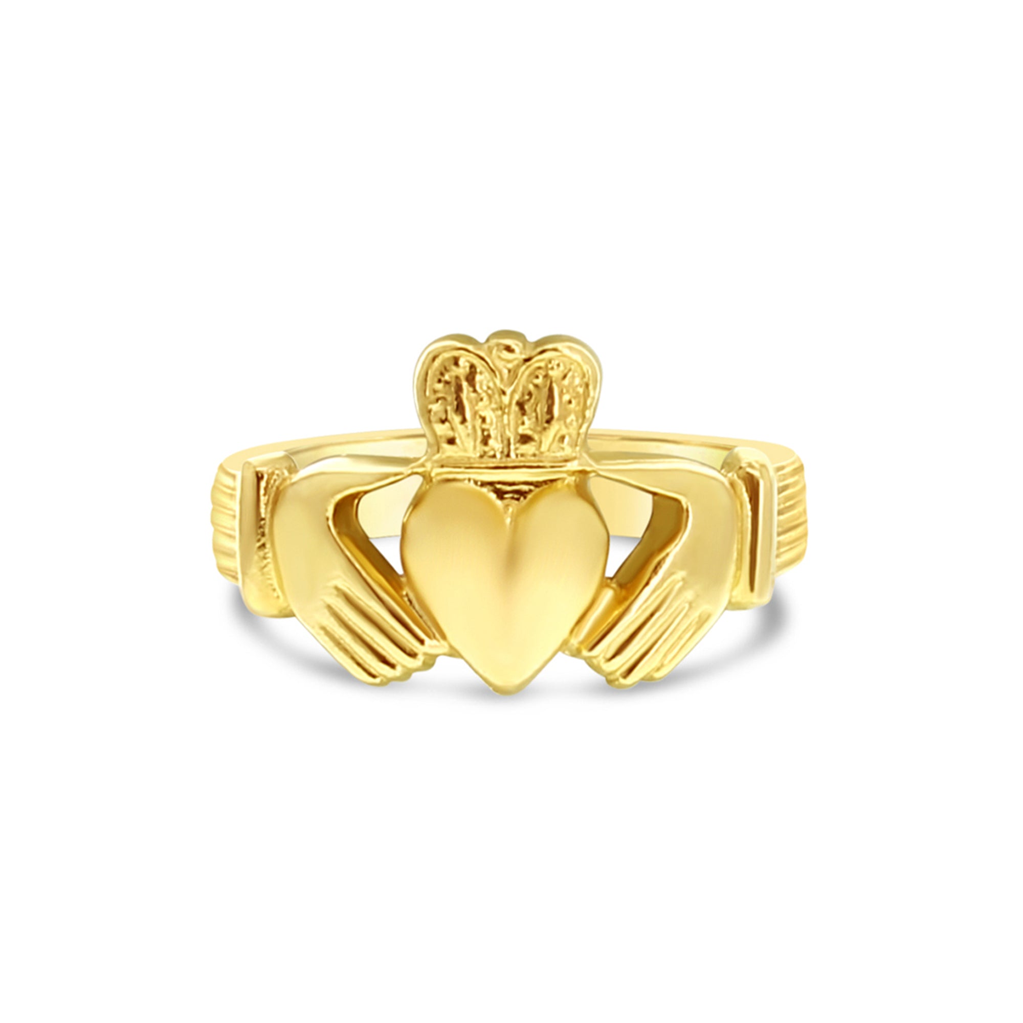 Anillo Claddagh irlandés en oro amarillo de 14 k