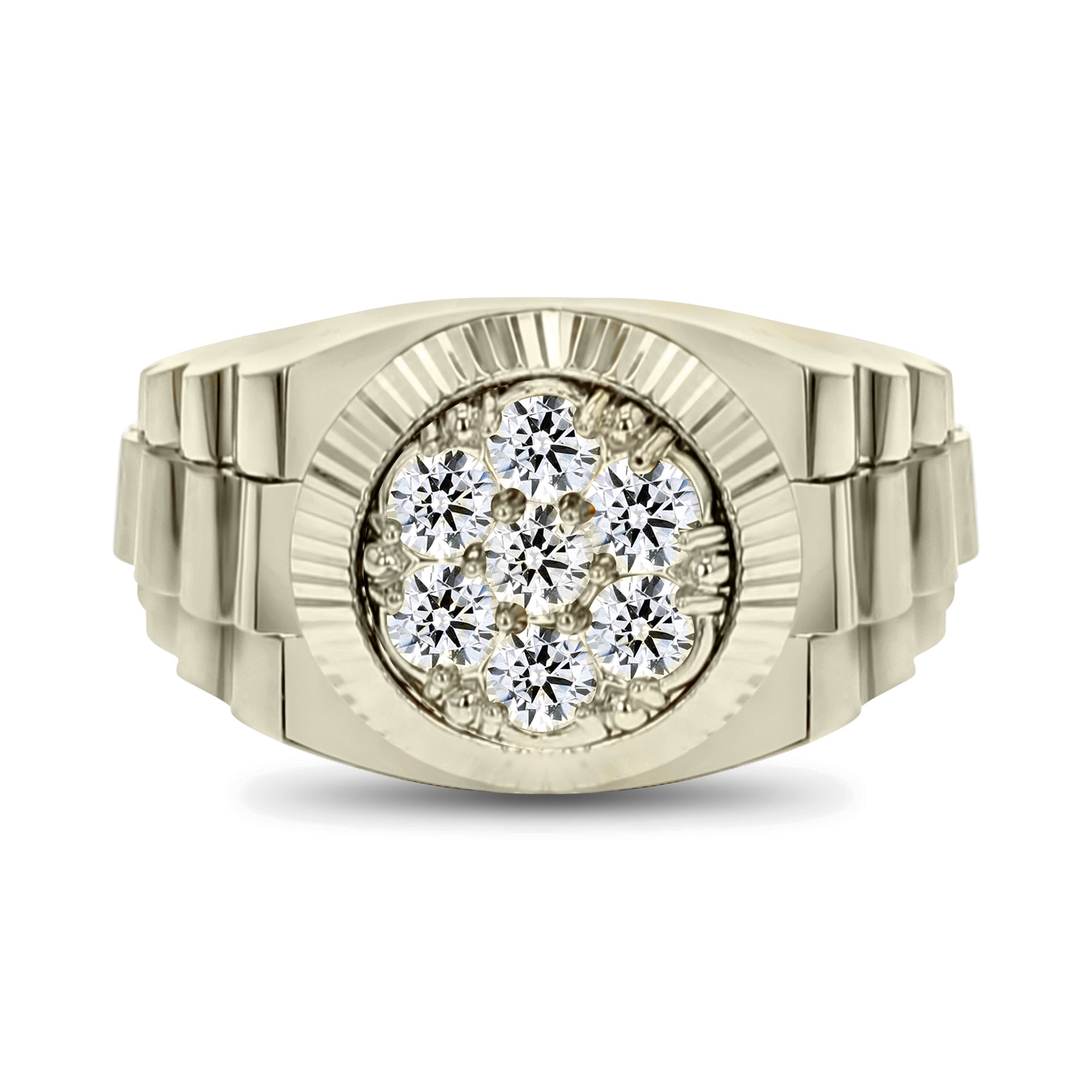 Anillo de oro blanco de 14 k con diamantes estilo presidencial de Rolex para hombre