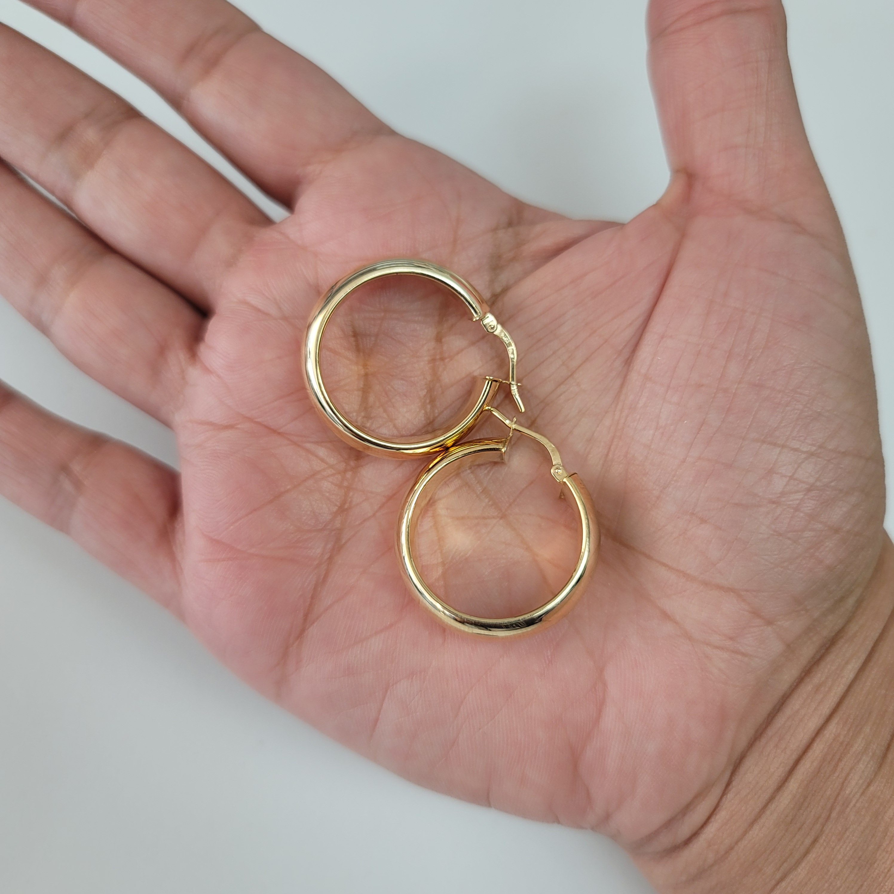 Classic 1 Inch Polished Wide Gold Hoops 14k Yellow Gold