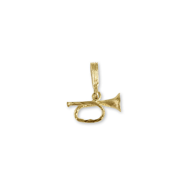 Trombone with Diamond Cuts Charm/Pendant 14k Yellow Gold