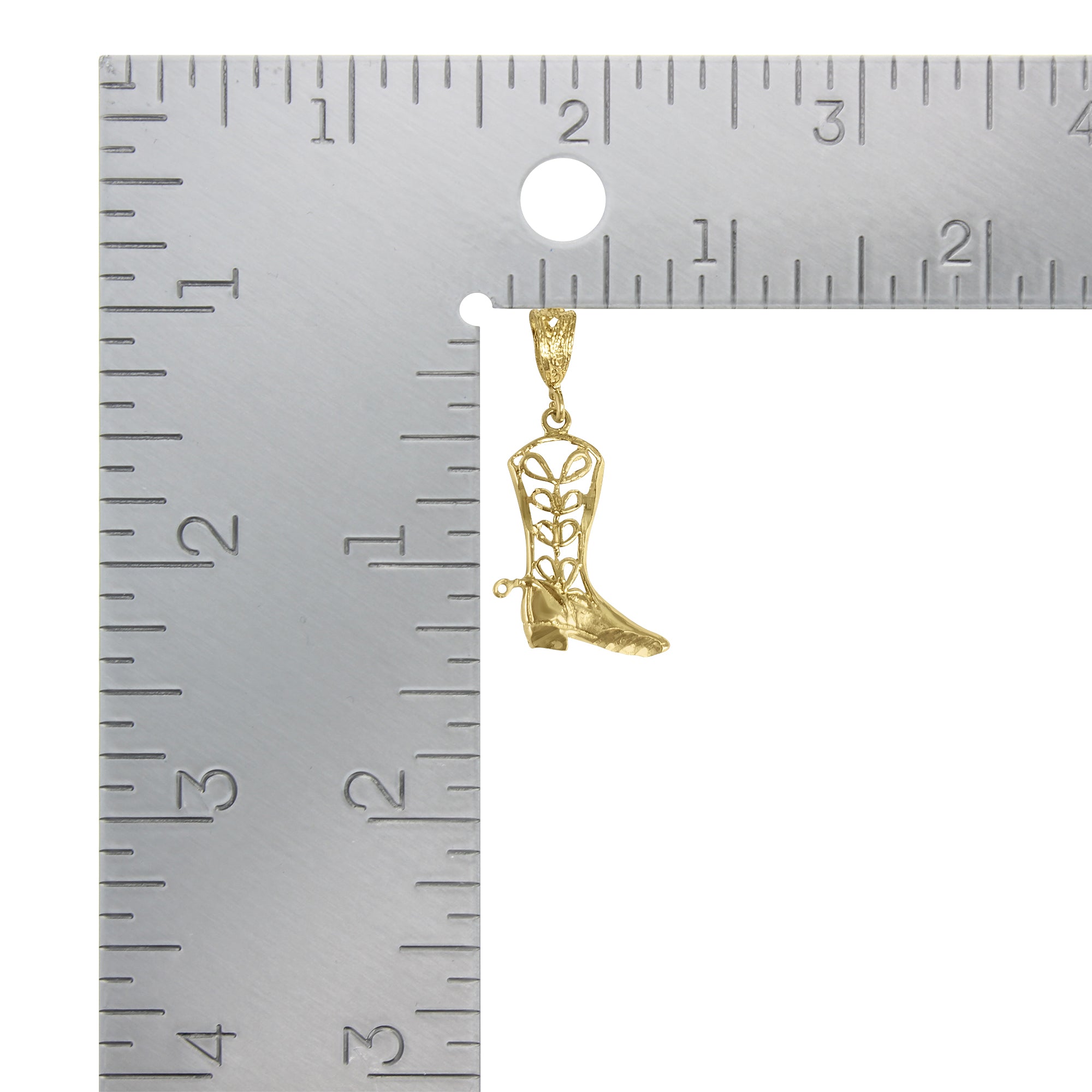 Cowboy Boot with Diamond Cuts Charm/Pendant 14k Yellow Gold