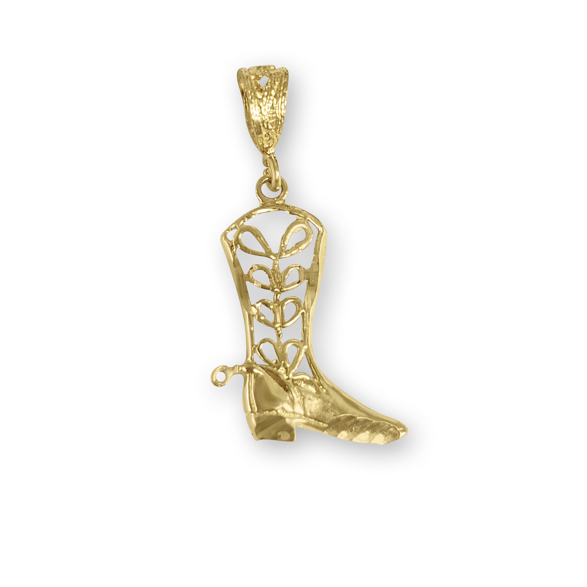 Cowboy Boot with Diamond Cuts Charm/Pendant 14k Yellow Gold