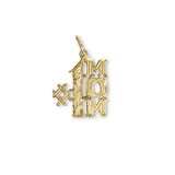 Number One Mom or #1 Dad Charm/Pendant with Diamond Cuts 14k Yellow Gold
