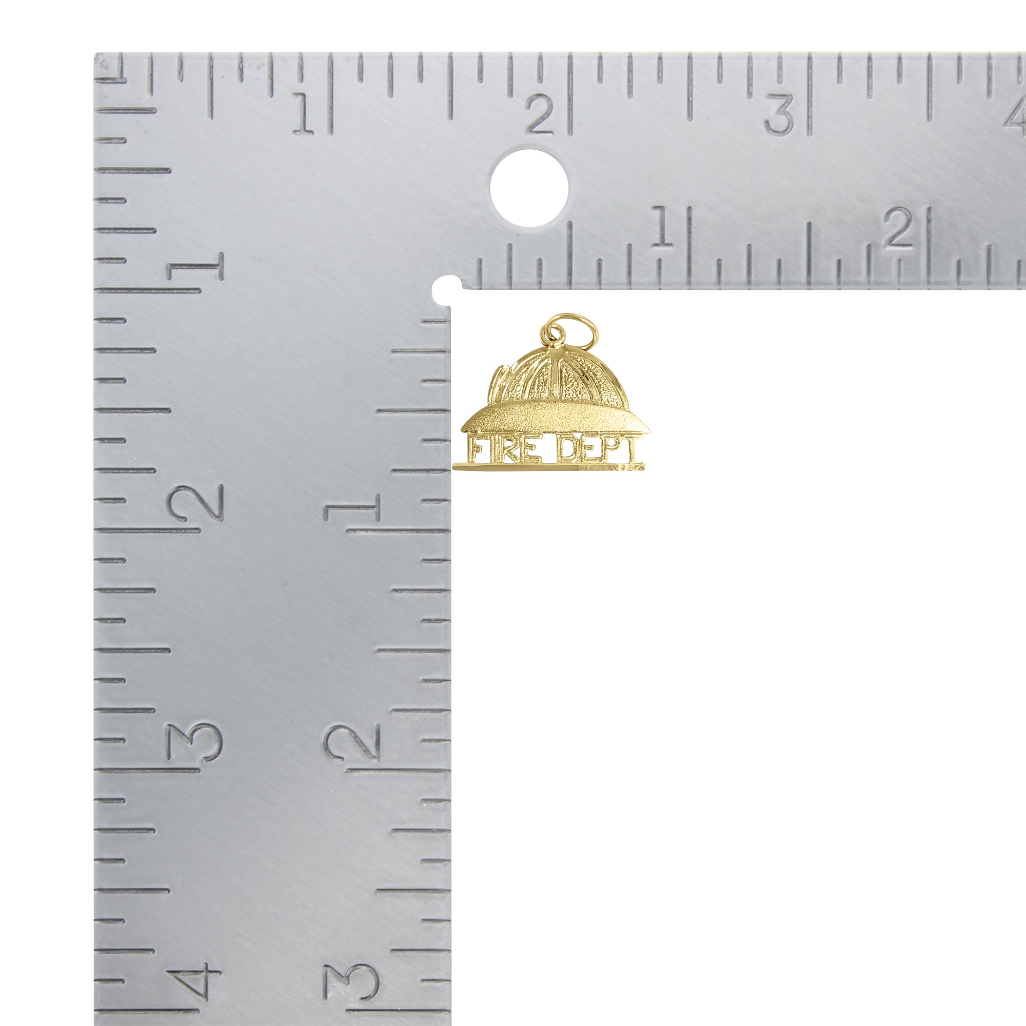 Fire Department Charm/Pendant with Diamond Cuts 14k Yellow Gold