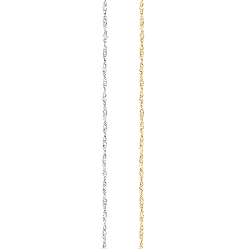 1.4MM 14K Solid Gold Rope Chain Yellow Gold or White Gold