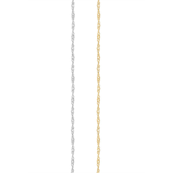 1.4MM 14K Solid Gold Rope Chain Yellow Gold or White Gold