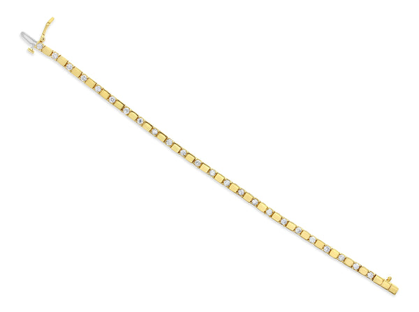 Diamond Square Block Tennis Bracelet 3.90cttw 14k Yellow Gold