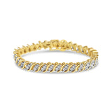 S Style Diamond Tennis Bracelet 2.10cttw  14k Yellow Gold