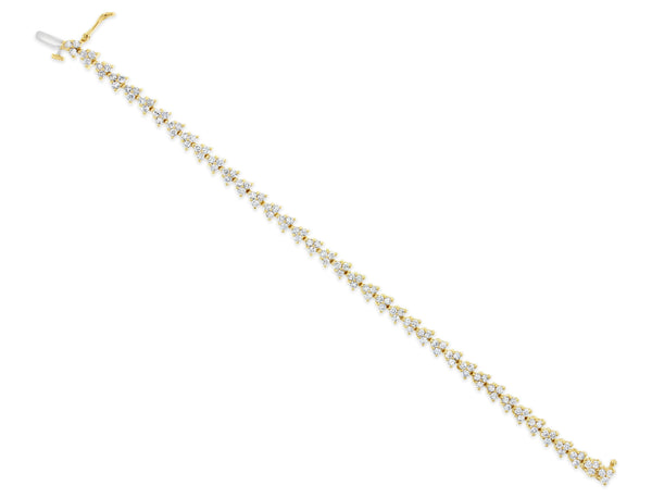 Triangle Shaped Diamond Tennis Bracelet 3.90cttw 14k Yellow Gold