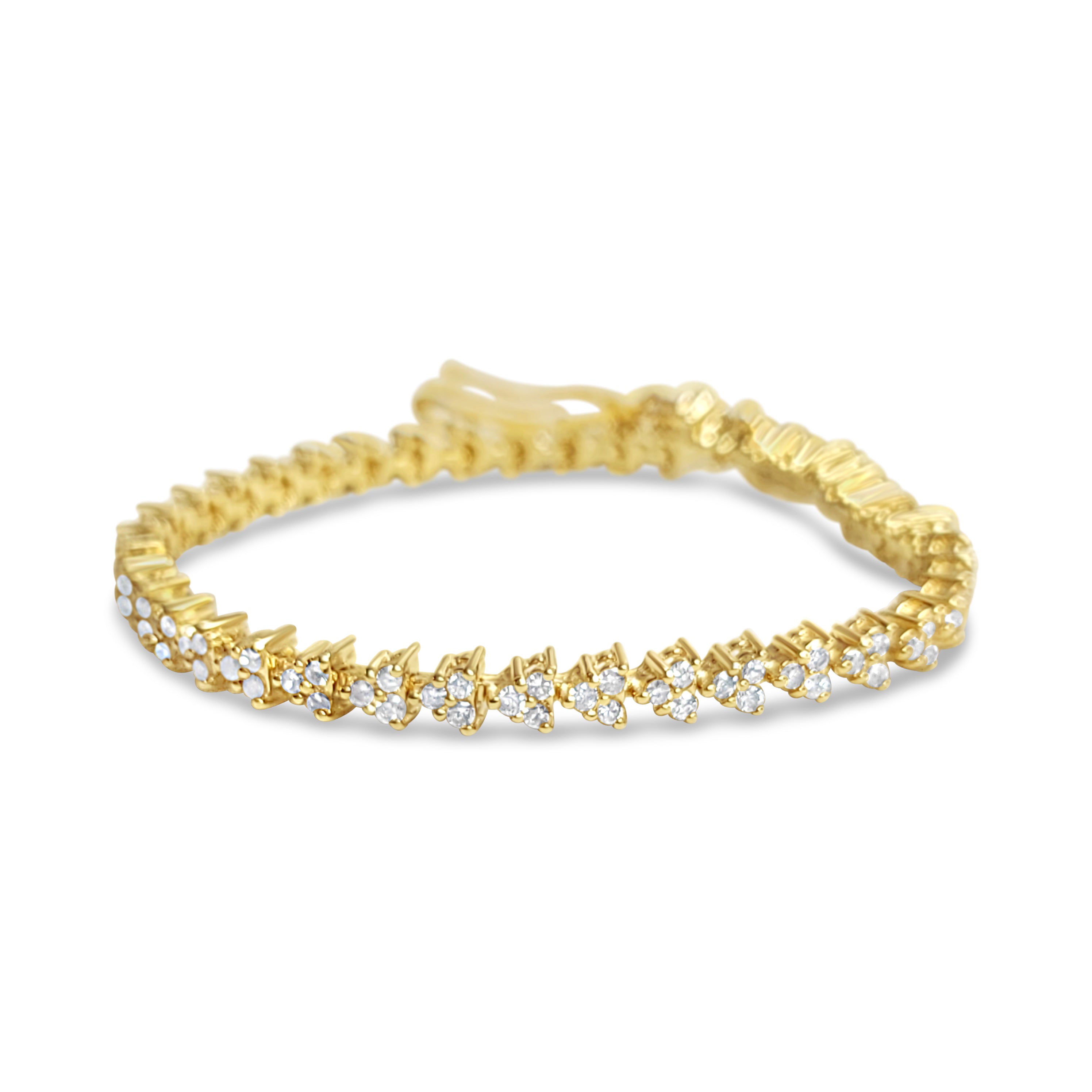 Triangle Shaped Diamond Tennis Bracelet 3.90cttw 14k Yellow Gold