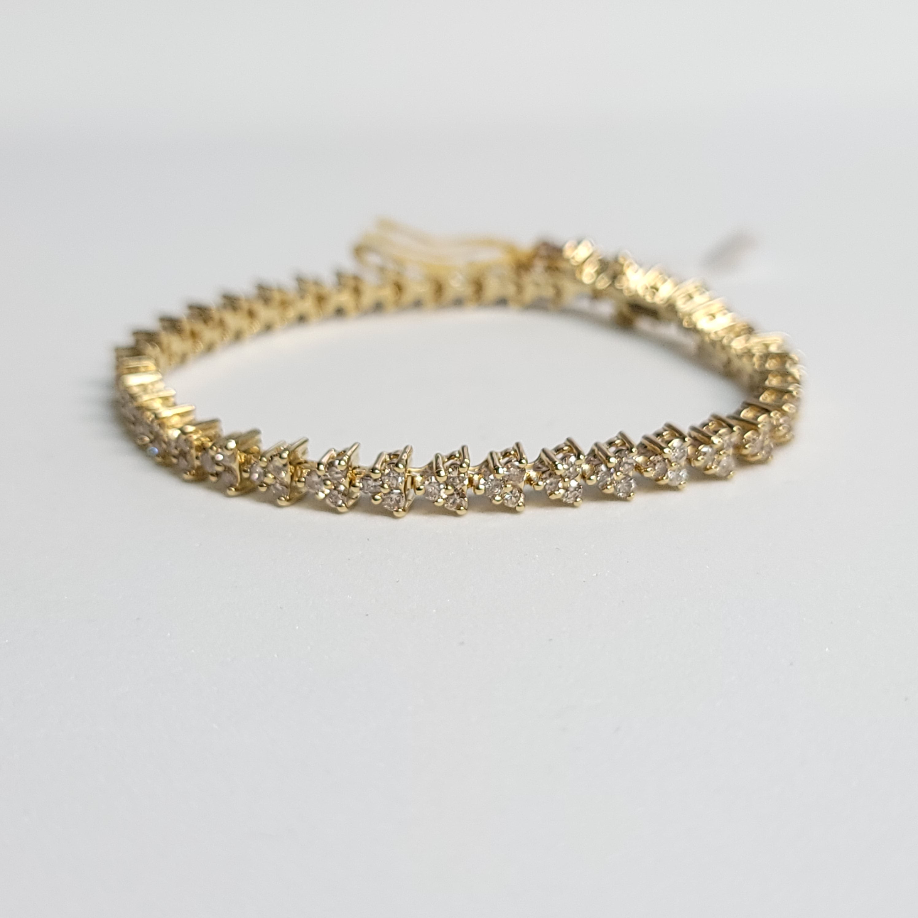 Triangle Shaped Diamond Tennis Bracelet 3.90cttw 14k Yellow Gold