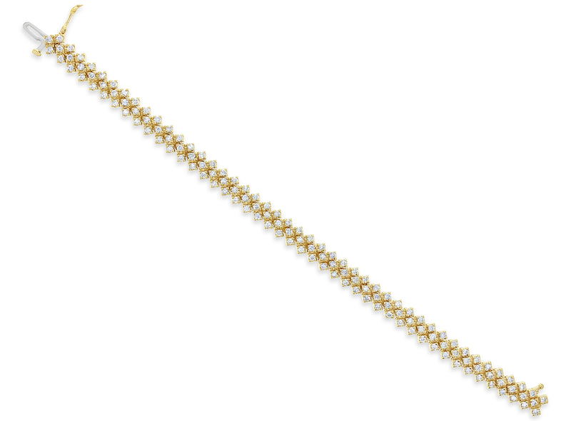 Basketweave Diamond Tennis Bracelet 4.25cttw 14k Yellow Gold
