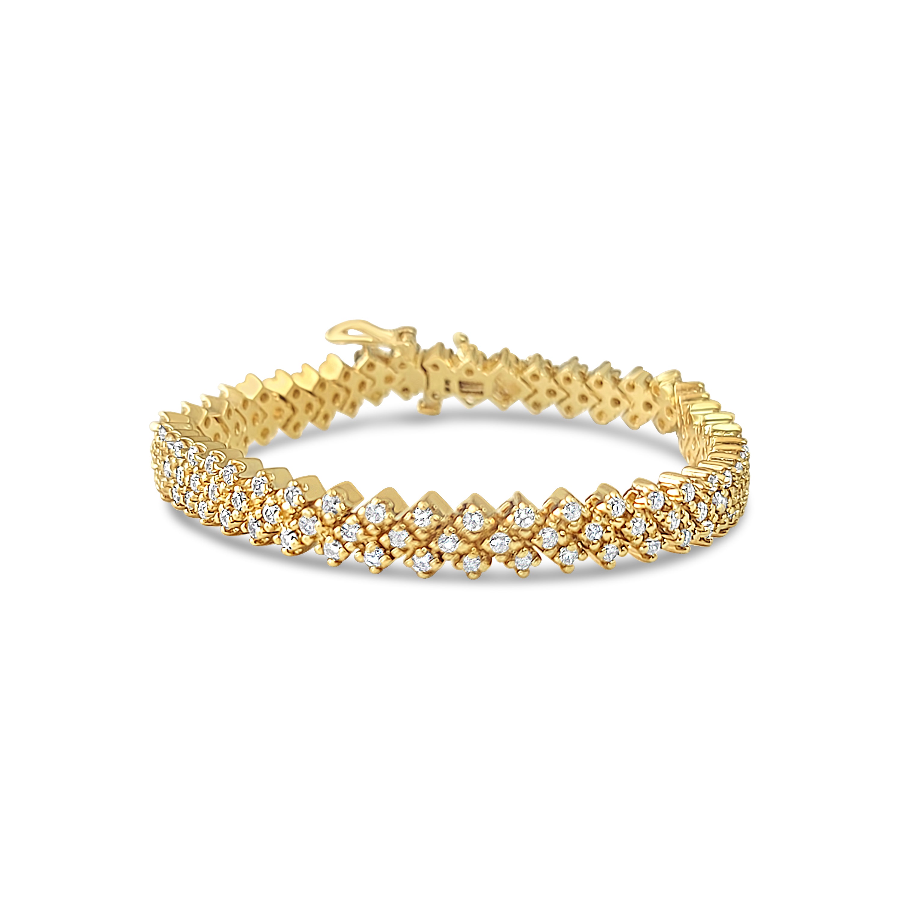 Basketweave Diamond Tennis Bracelet 4.25cttw 14k Yellow Gold