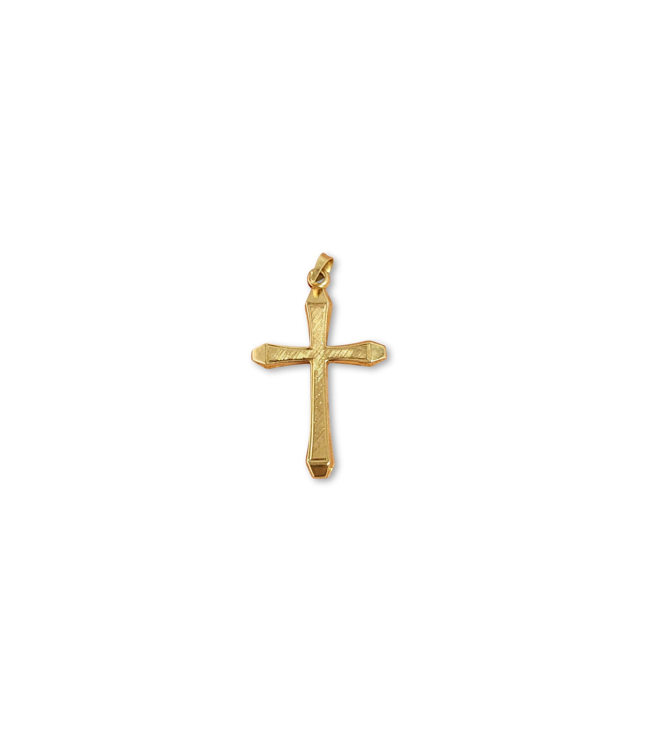 Textured Solid 14k Yellow Gold Cross Necklace