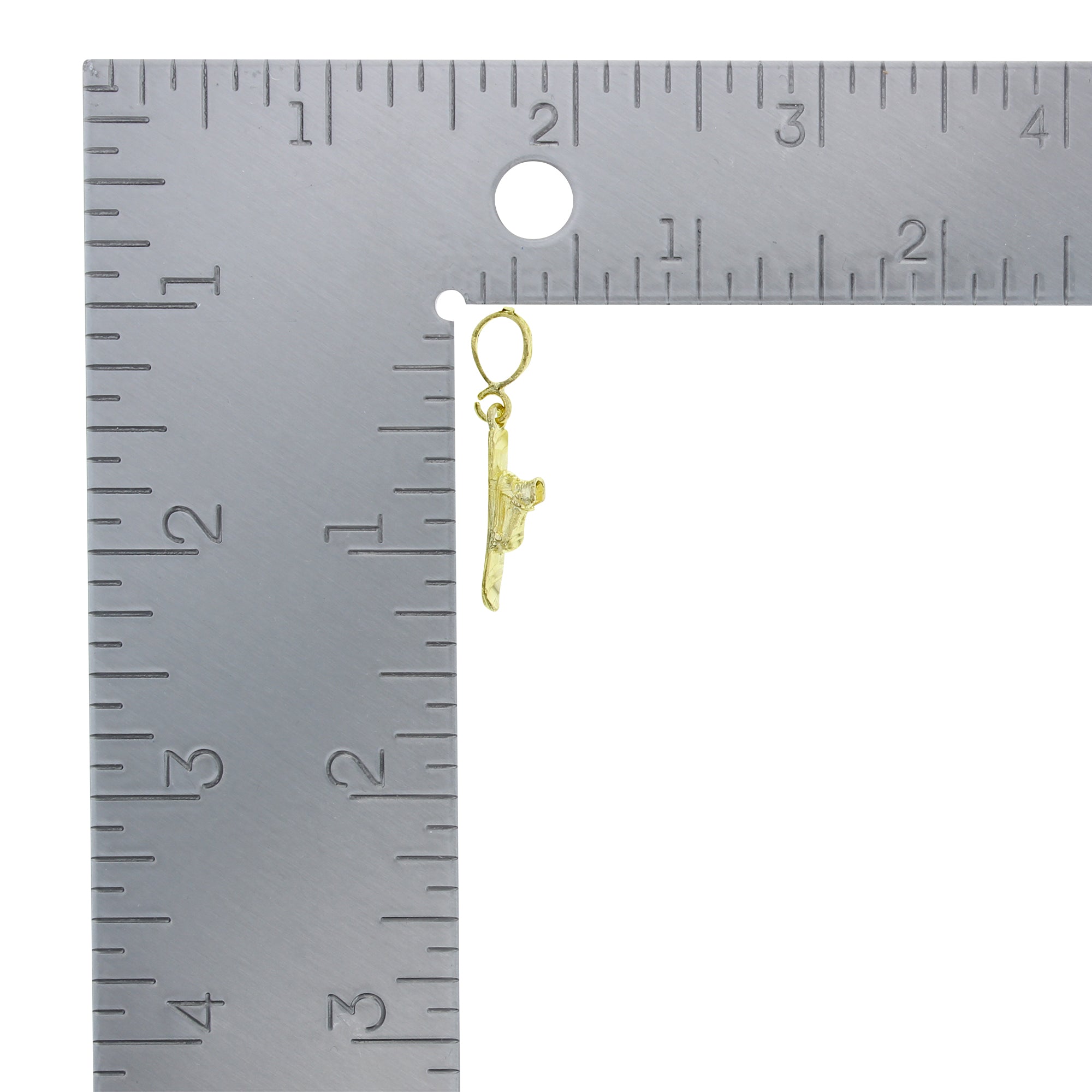 Dainty Small Snowboard Charm with Diamond Cuts 14k Yellow Gold