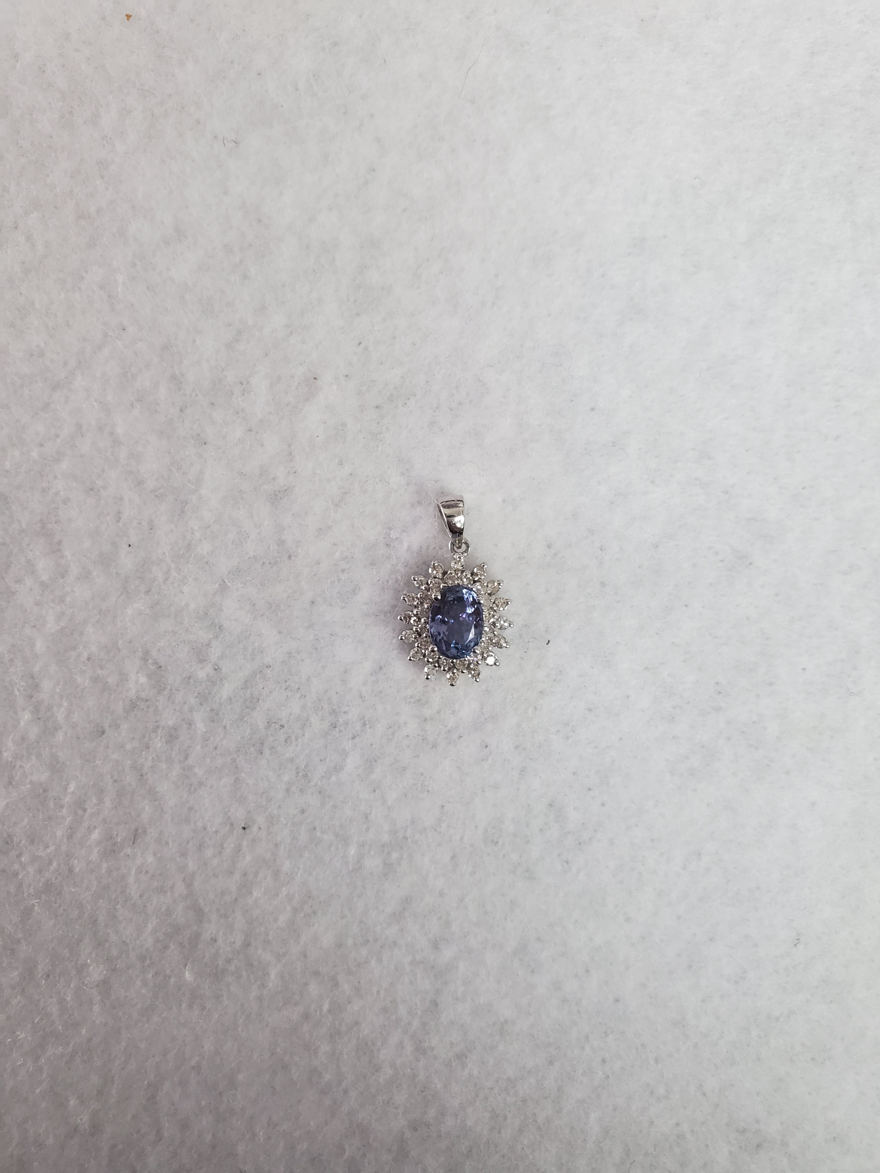 Tanzanite Diamond Pendant 1.04cttw 14k White Gold