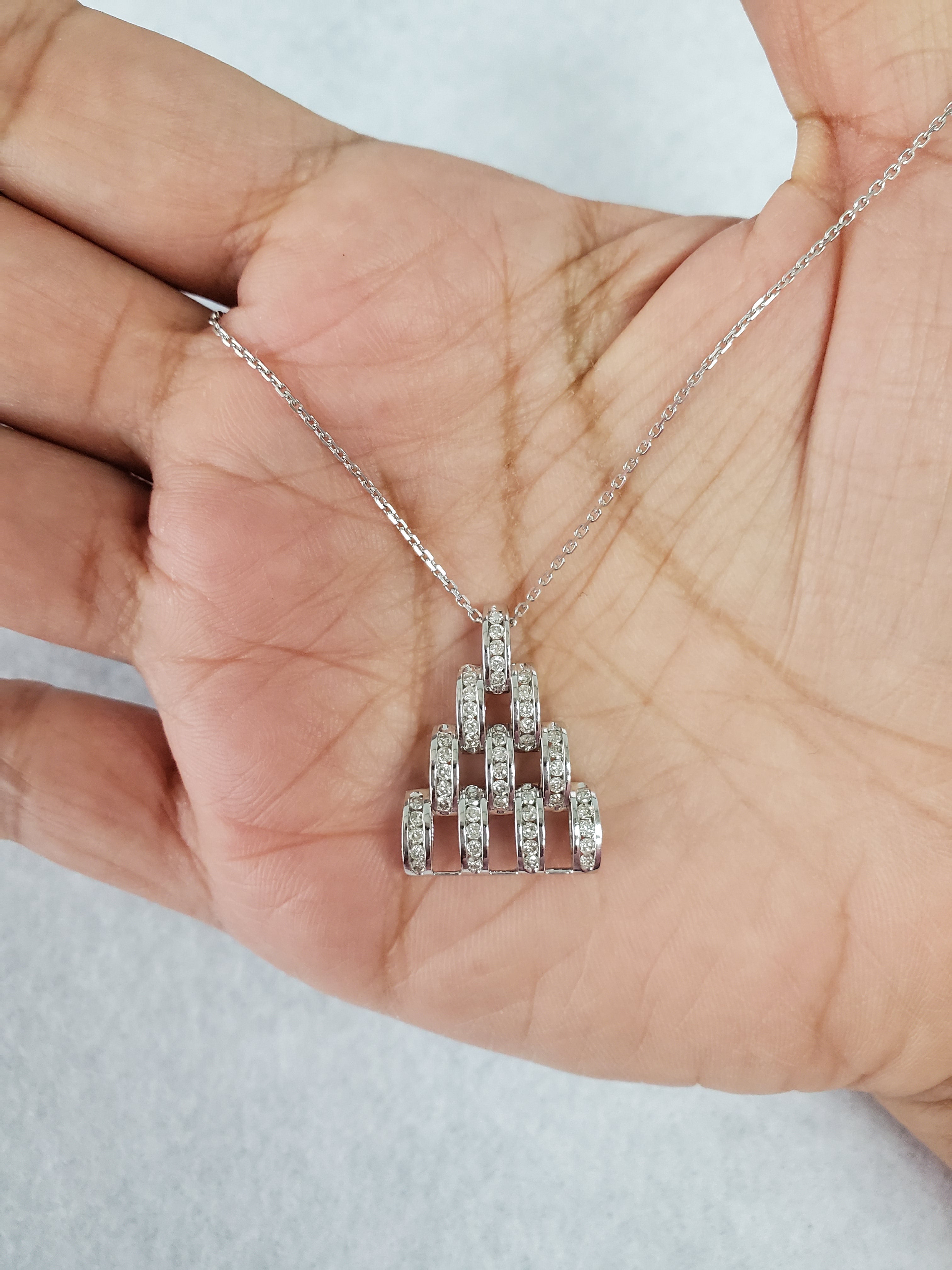 Pyramid Diamond Pendant 1.00cttw 14k White Gold or 14k Yellow Gold