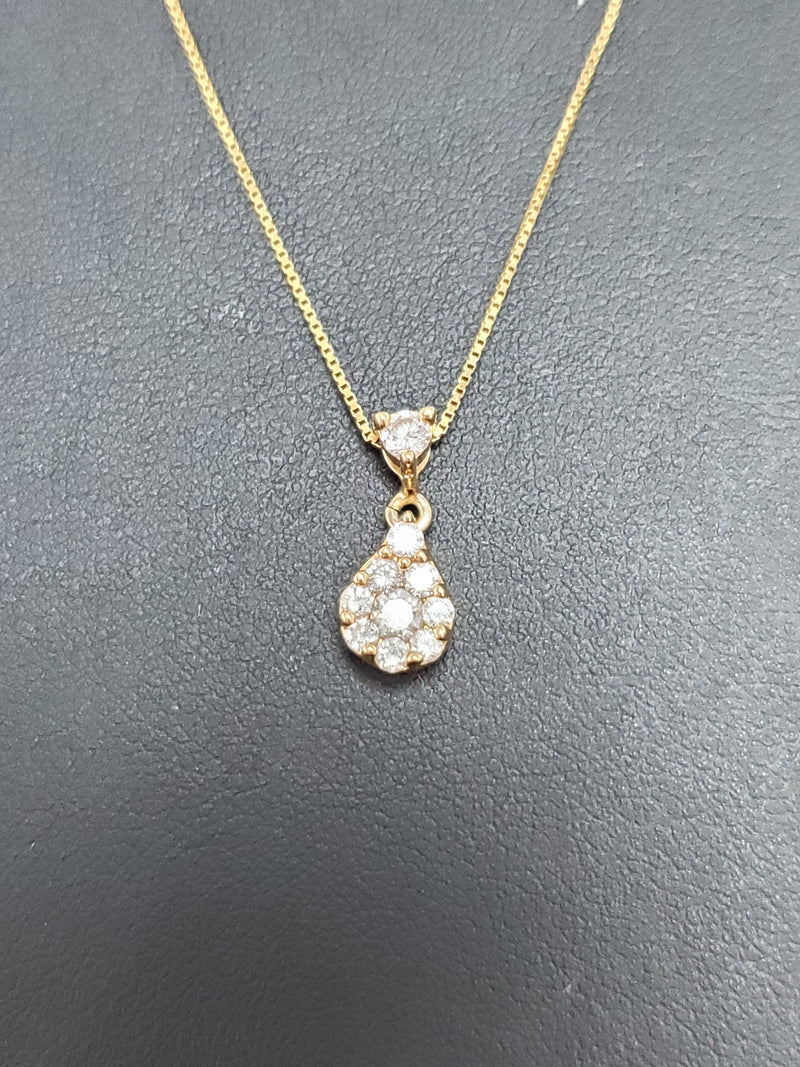 Half Carat Diamond Teardrop Necklace 14k Yellow Gold