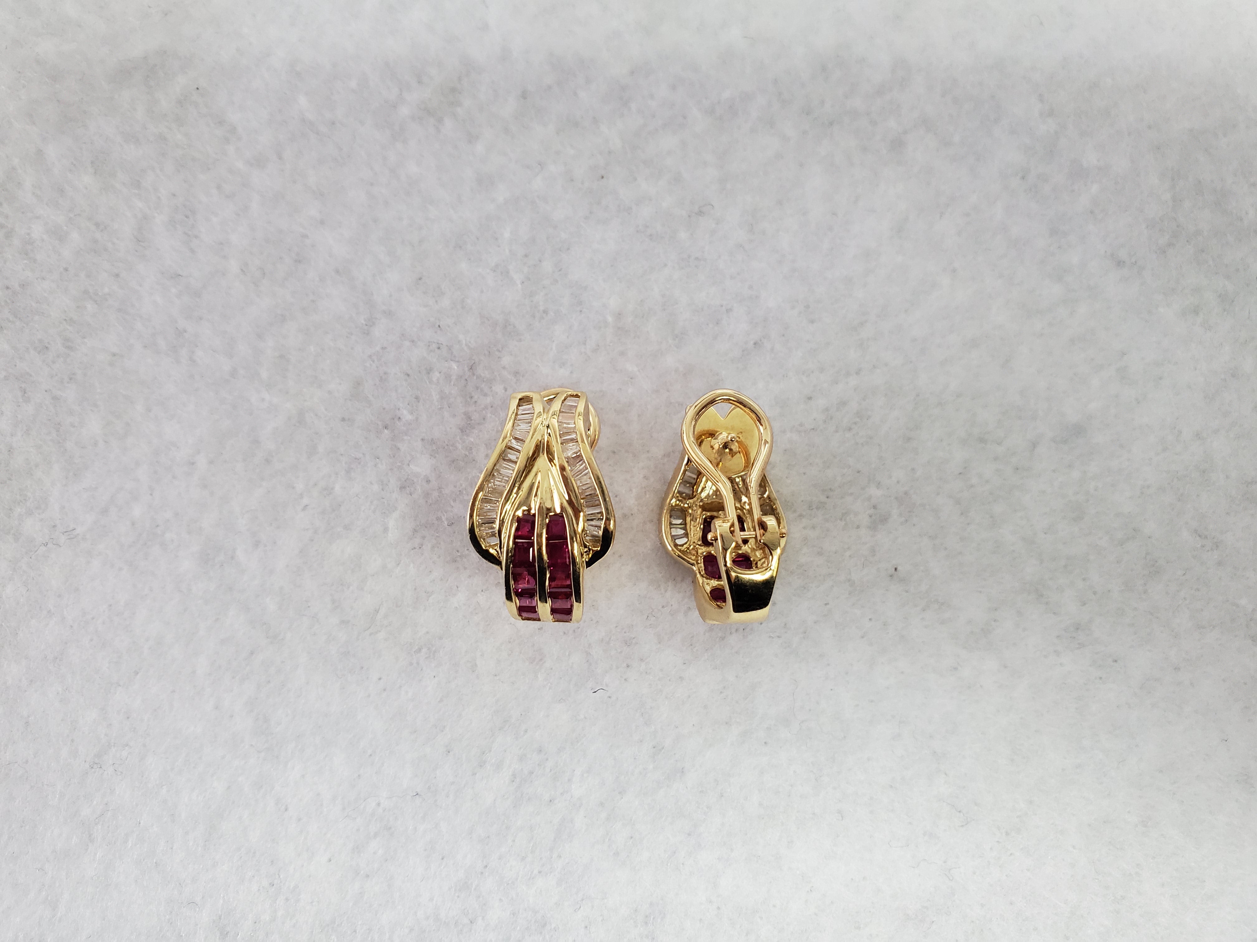 Ruby Baguette Diamond Earrings